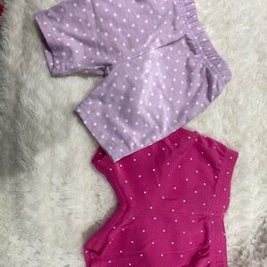 Polka Dot Shorts Set - Pink and Purple